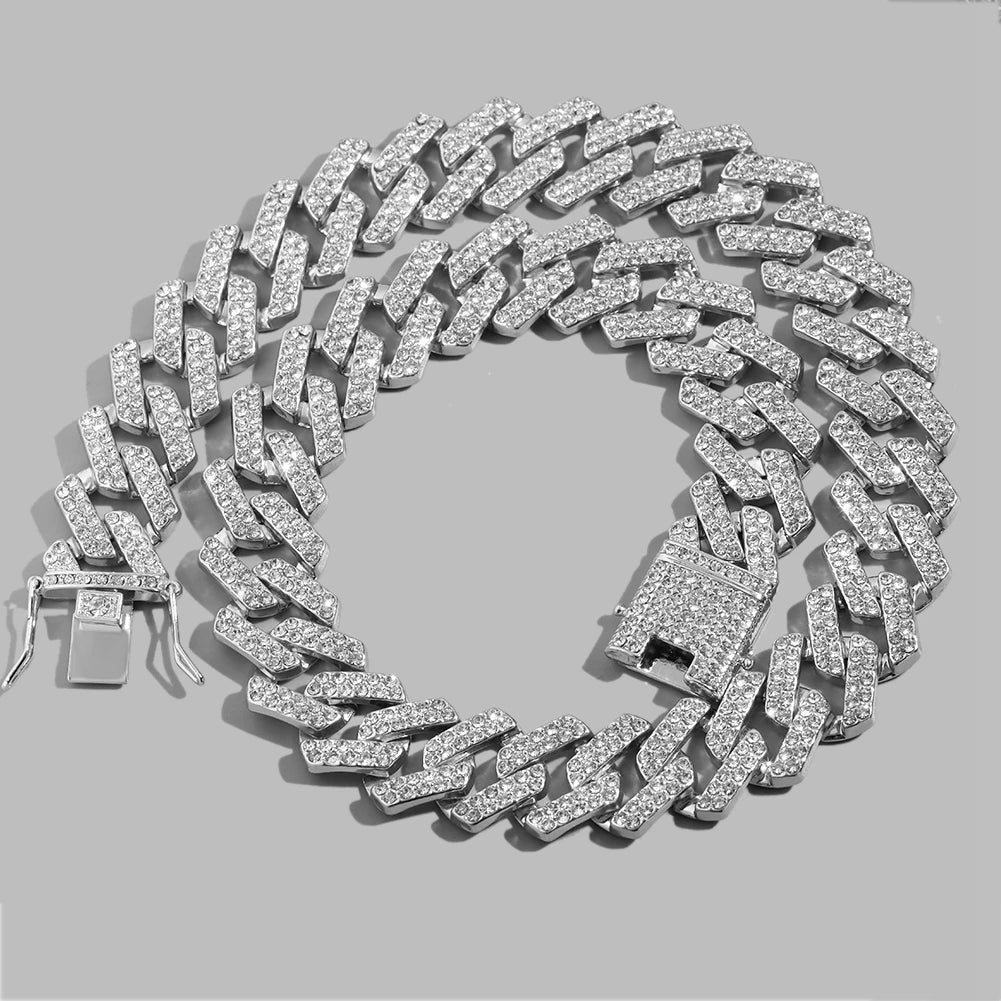 Hip Hop Iced Out Cuban Link Chain Necklace – Gold & Silver Men’s Gift