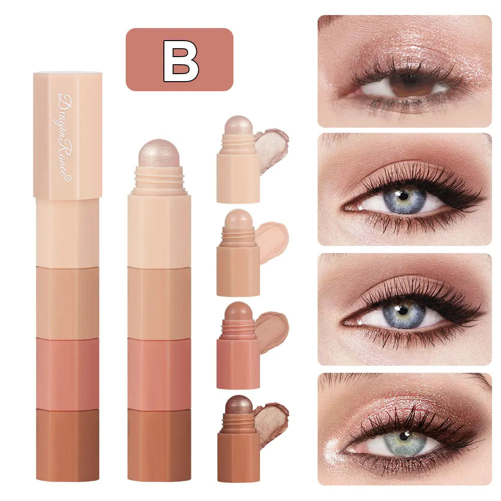 4-Color Lazy Eyeshadow Pencil Set – Waterproof & Shimmer Finish