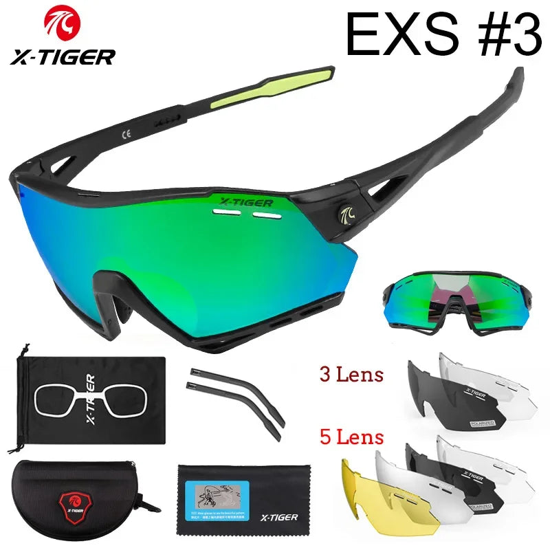 5-Lens Polarized Cycling Glasses – UV Protection Sports Eyewear