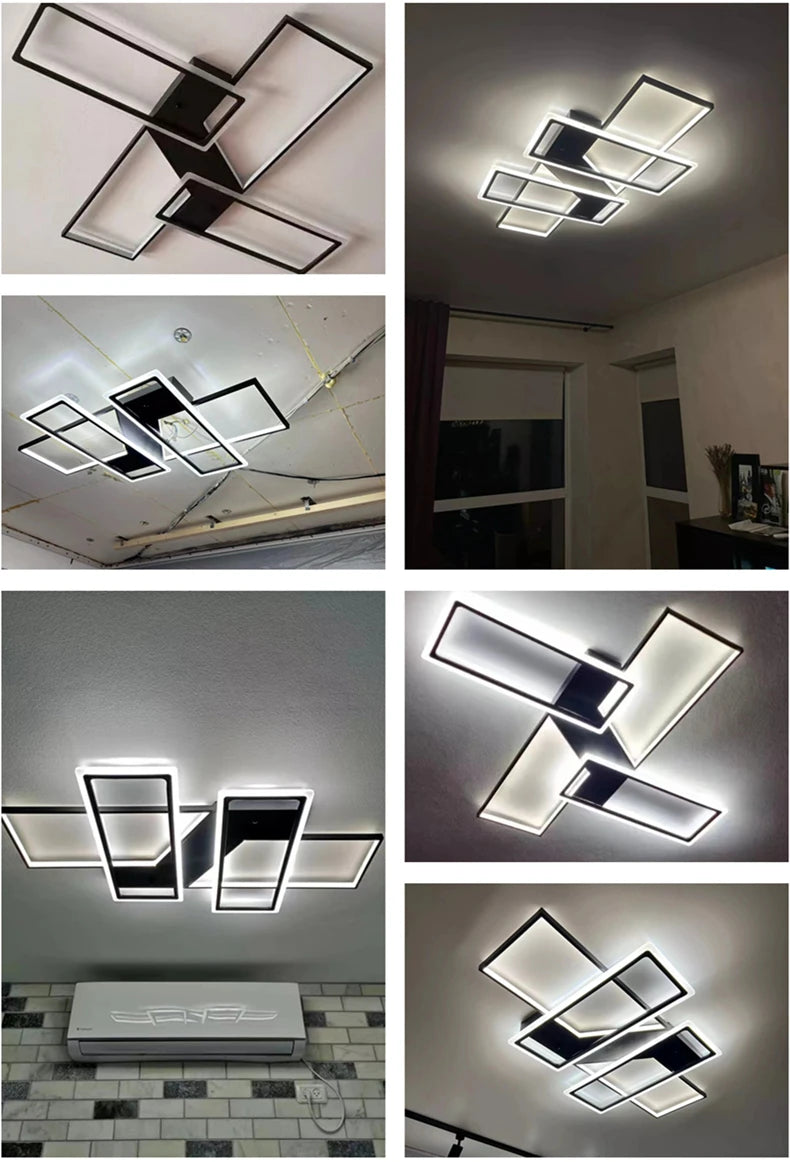 Modern Rectangle LED Ceiling Light – Creative Living Room Fixture