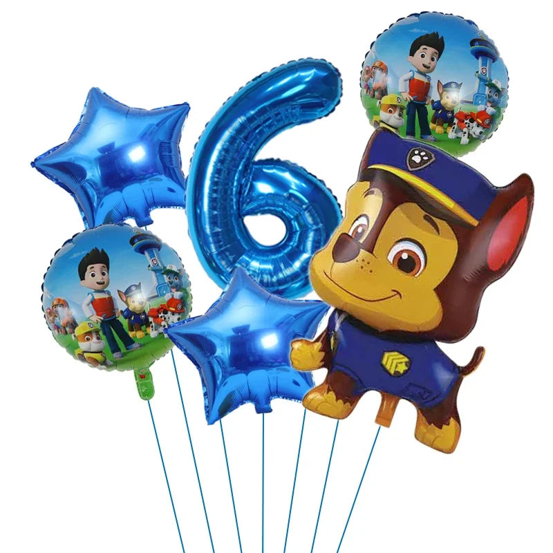 6pcs Paw Patrol Foil Balloons – Kids Birthday Party Decorations