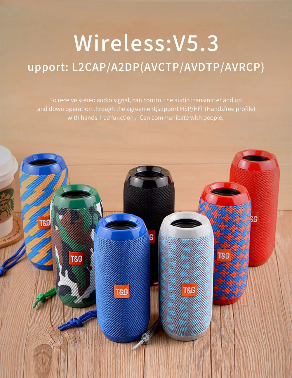 T&G TG117 Bluetooth Speaker Portable Waterproof Outdoor Stereo TWS