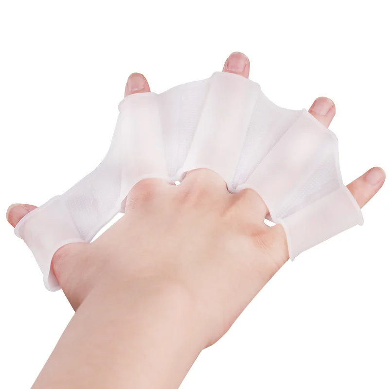 Silicone Webbed Swim Gloves – Training Fins for Adults & Kids