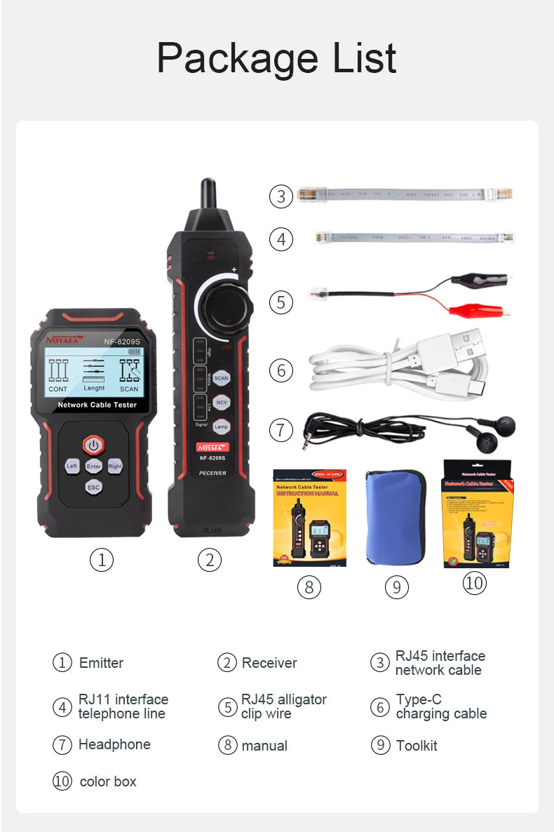 Network Cable Tracker & Tester – LCD Display, Wiremap, Length Tool