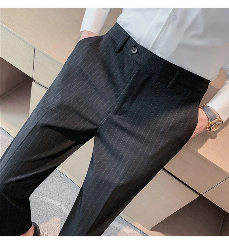 Cartmela Men’s Black Striped Suit Pants