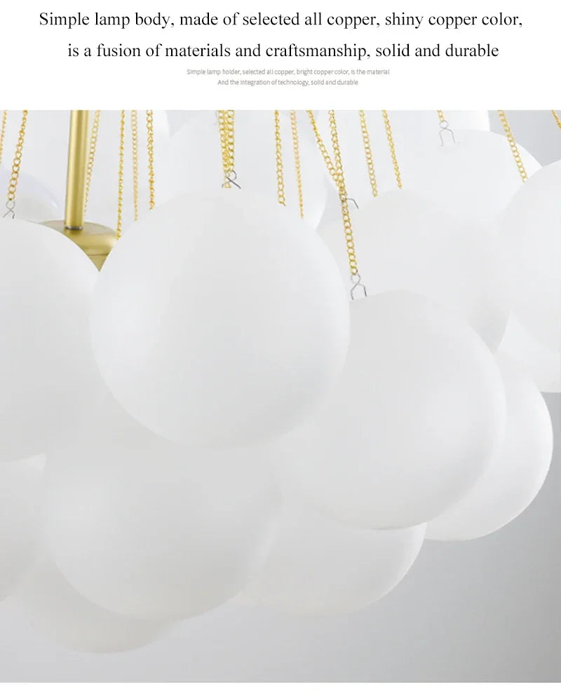37-Glass Bubble Chandelier – Frosted Milky White Colorful Pendant
