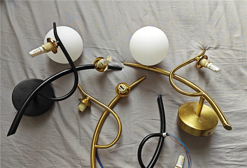 Nordic Modern Glass Ball Wall Lamp – LED Bed & Corridor Light