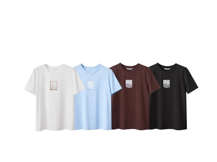 Women’s Casual Embroidered Cotton T-Shirt – Spring Short Sleeve Top