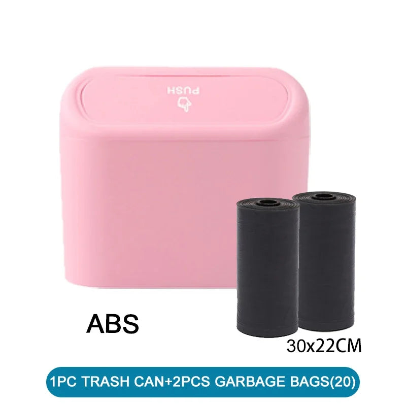 Leak-Proof Car Trash Can with Lid & 60 Garbage Bags – Mini Bin