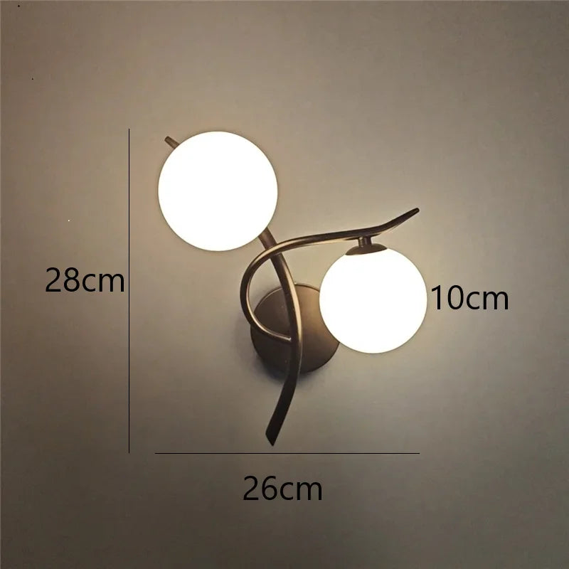Nordic Modern Glass Ball Wall Lamp – LED Bed & Corridor Light