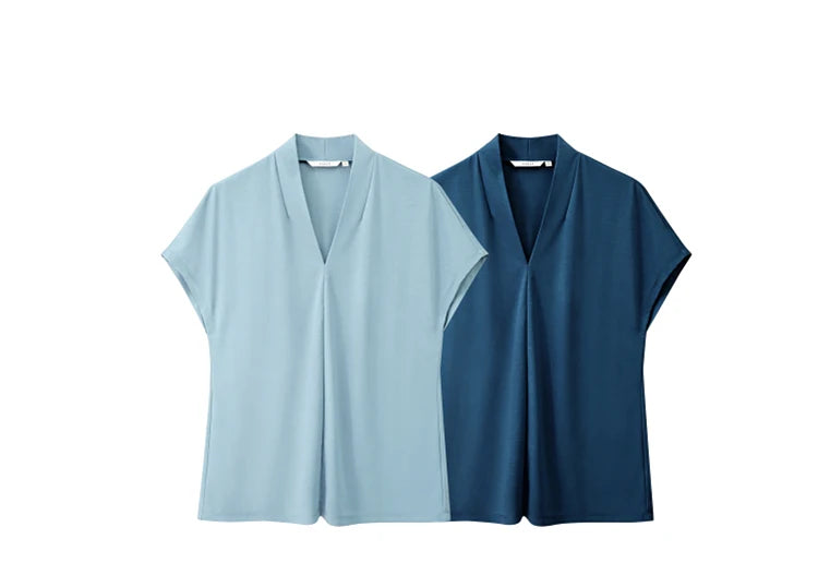 Women’s Classic V-Neck Short Sleeve T-Shirt – Casual Solid Stretch Top