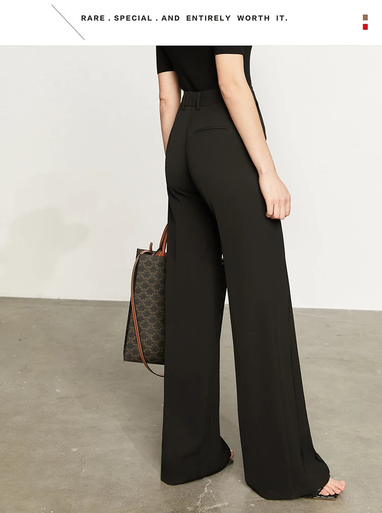 Women’s Wide Leg Chiffon Pants – High Waist Loose Office Trousers