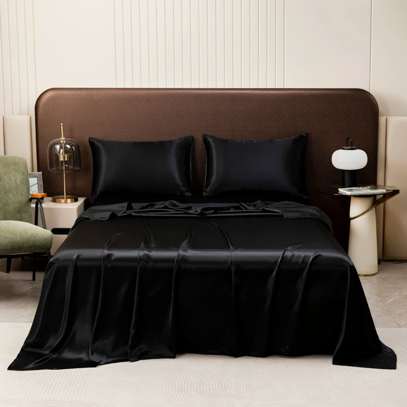 Silky Satin Bed Sheet Set – Cooling Summer Sheets with Pillowcase