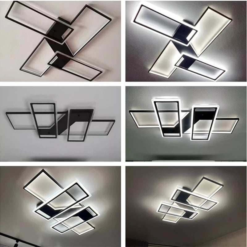 Modern Rectangle LED Ceiling Light – Creative Living Room Fixture