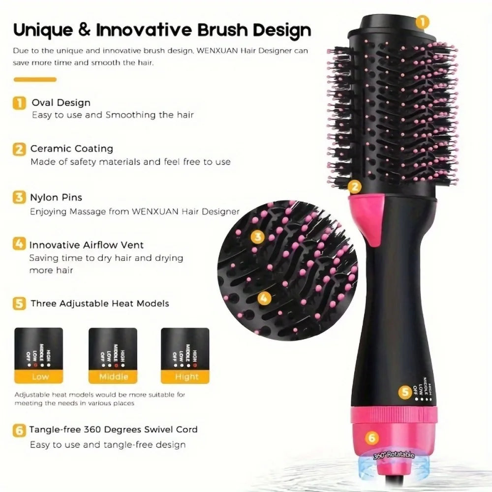 2-in-1 Hair Straightener & Curler Brush – Styling Tool for Women