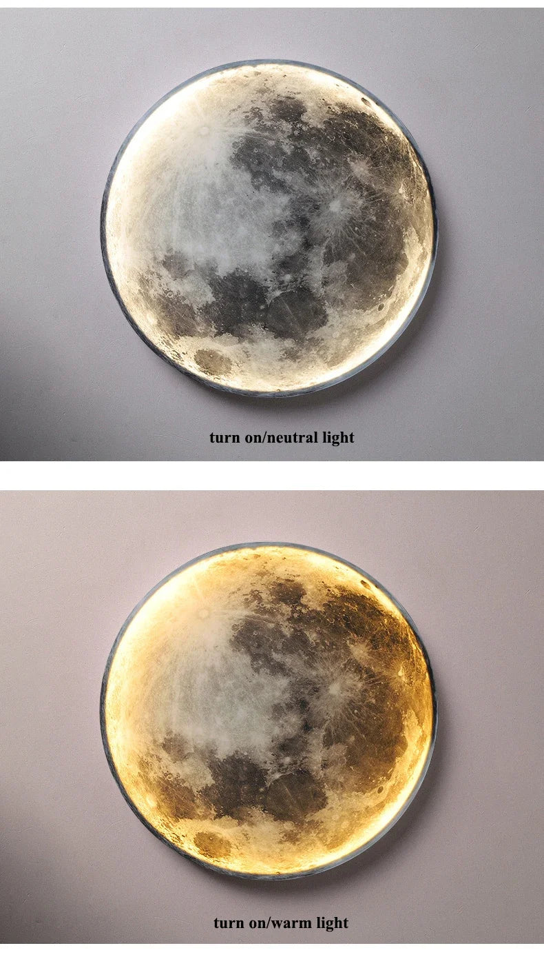 Modern 3D Moon LED Wall Lamp – Bedroom & Living Room Light