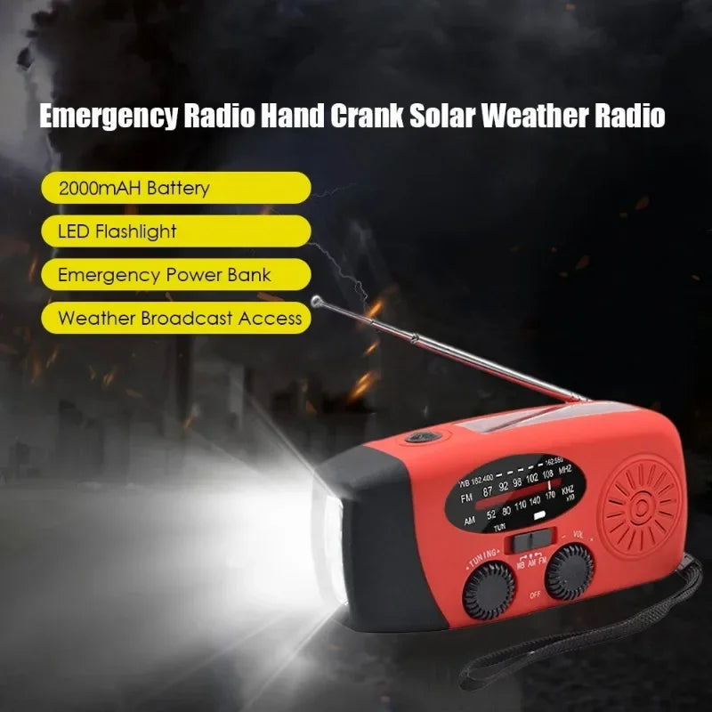Emergency Hand Crank Radio – Solar, NOAA, Power Bank, FM/AM/WB