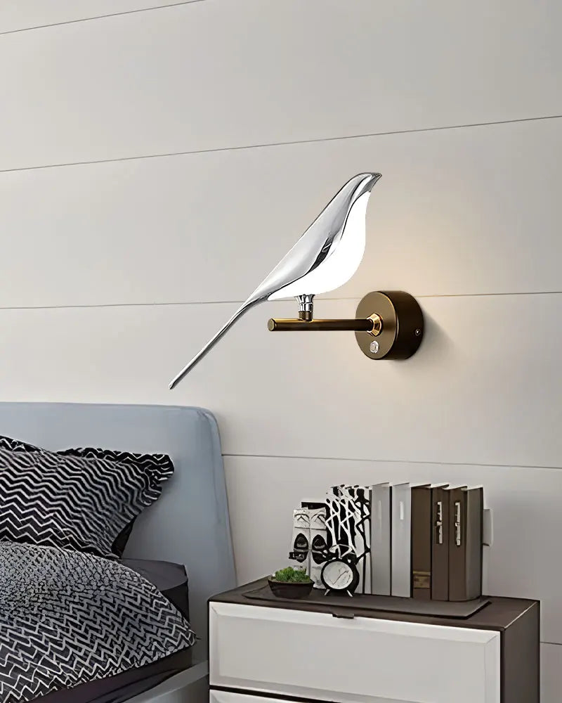 Magpie Bird LED Wall Lamp – 360° Rotating Bedside Light
