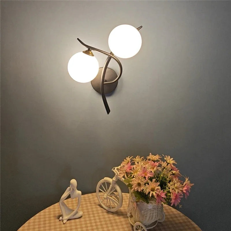 Nordic Modern Glass Ball Wall Lamp – LED Bed & Corridor Light