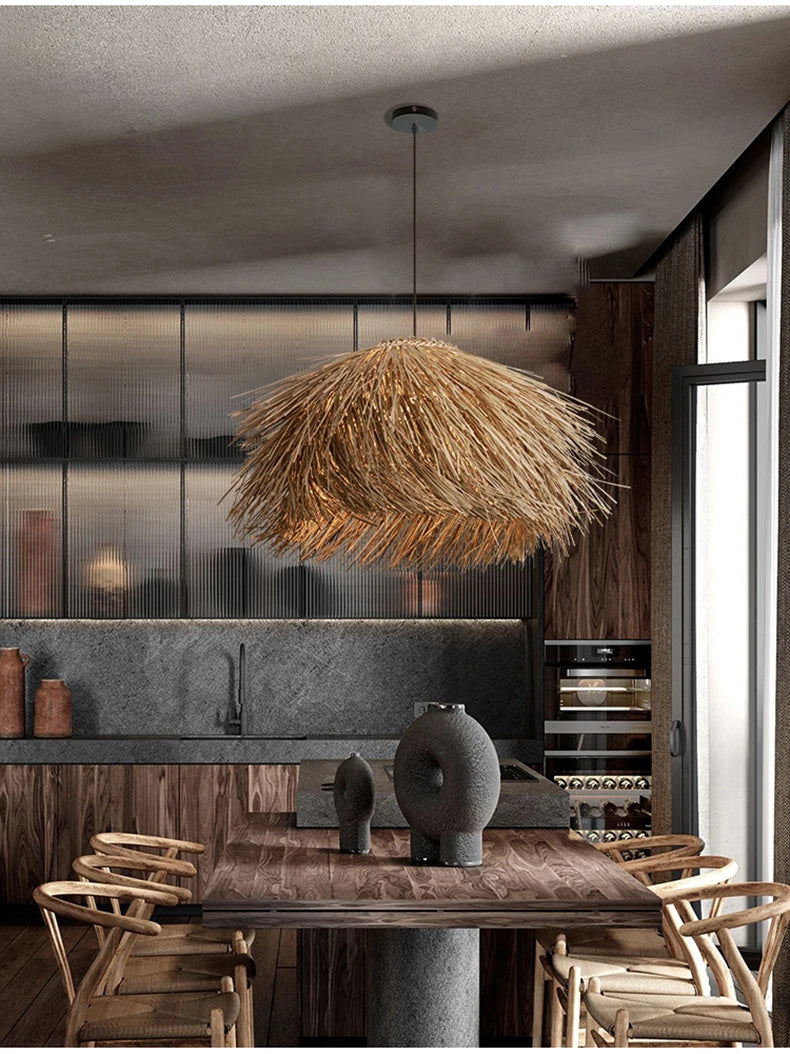 Retro Hand-Woven Rattan LED Chandeliers – Pendant Lights 40–80cm