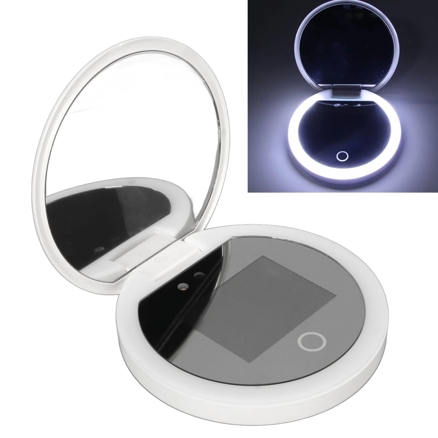 UV Mirror with Light & 2X Zoom – Sunscreen Tester & Travel Makeup