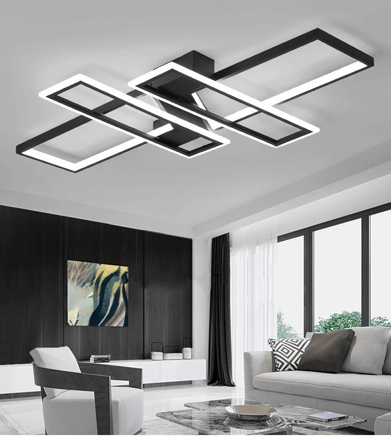 Modern Rectangle LED Ceiling Light – Creative Living Room Fixture