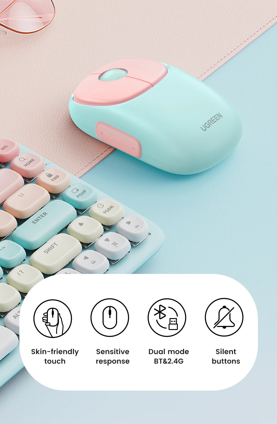 Wireless Bluetooth 5.0 Mouse – 4000 DPI Rechargeable for Laptop