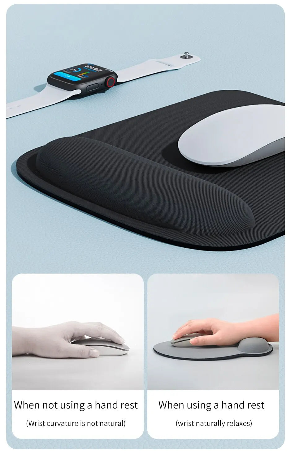 Colorful Large Wrist Mouse Pad – Thickened Non-Slip EVA Wrist Support