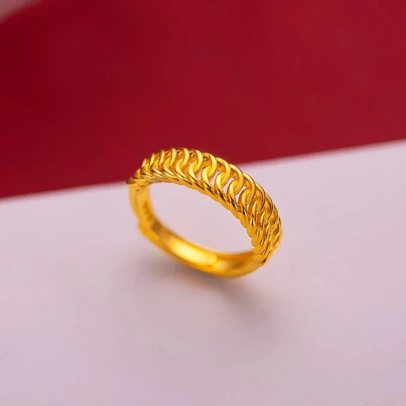 Gold Color Opening Rings for Couples – Dragon & Phoenix Design