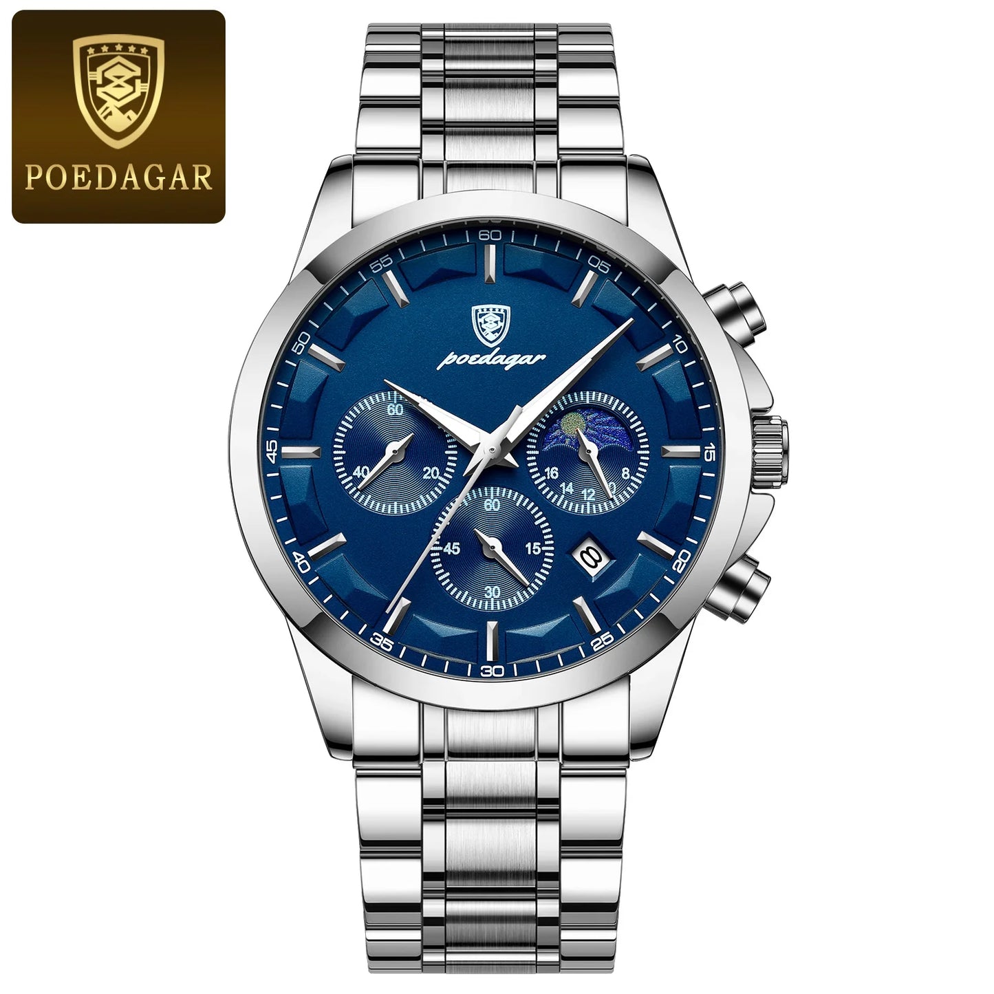 POEDAGAR Men's Luxury Quartz Chronograph Waterproof Watch