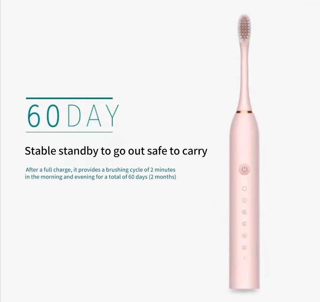 Sonic Electric Toothbrush for Adults | 3 DuPont Heads, USB Rechargeable, IPX7 Waterproof