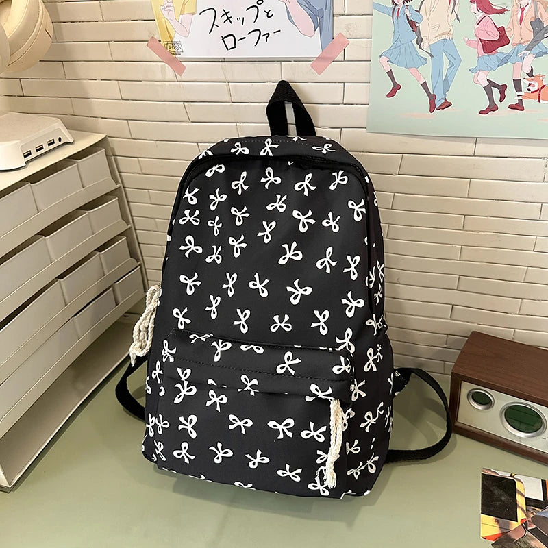 Waterproof Nylon Backpack for Women – Simple Solid Color Travel Bag