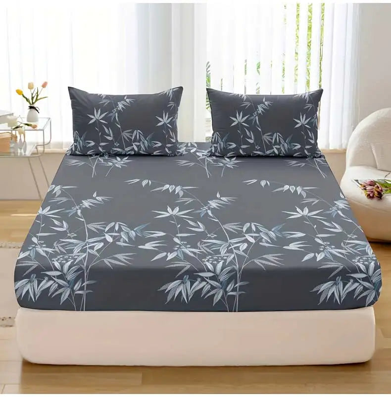 3pcs Bamboo Leaf Fitted Sheet Set – Soft, Breathable, Hypoallergenic