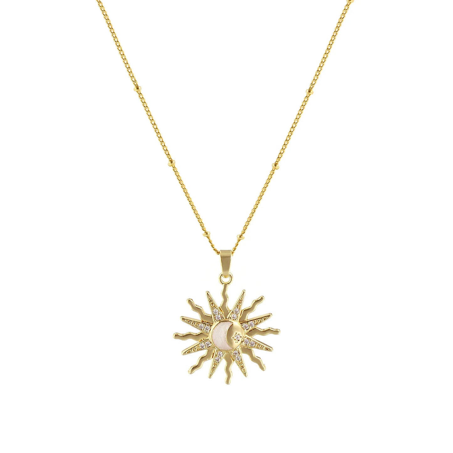 18K Gold Plated Galaxy Enamel Pendant Necklace – CZ Curb Chain