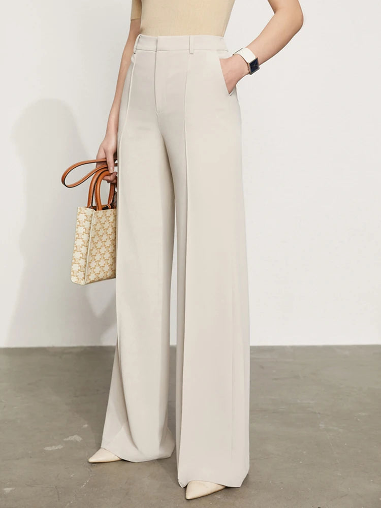 Women’s Wide Leg Chiffon Pants – High Waist Loose Office Trousers