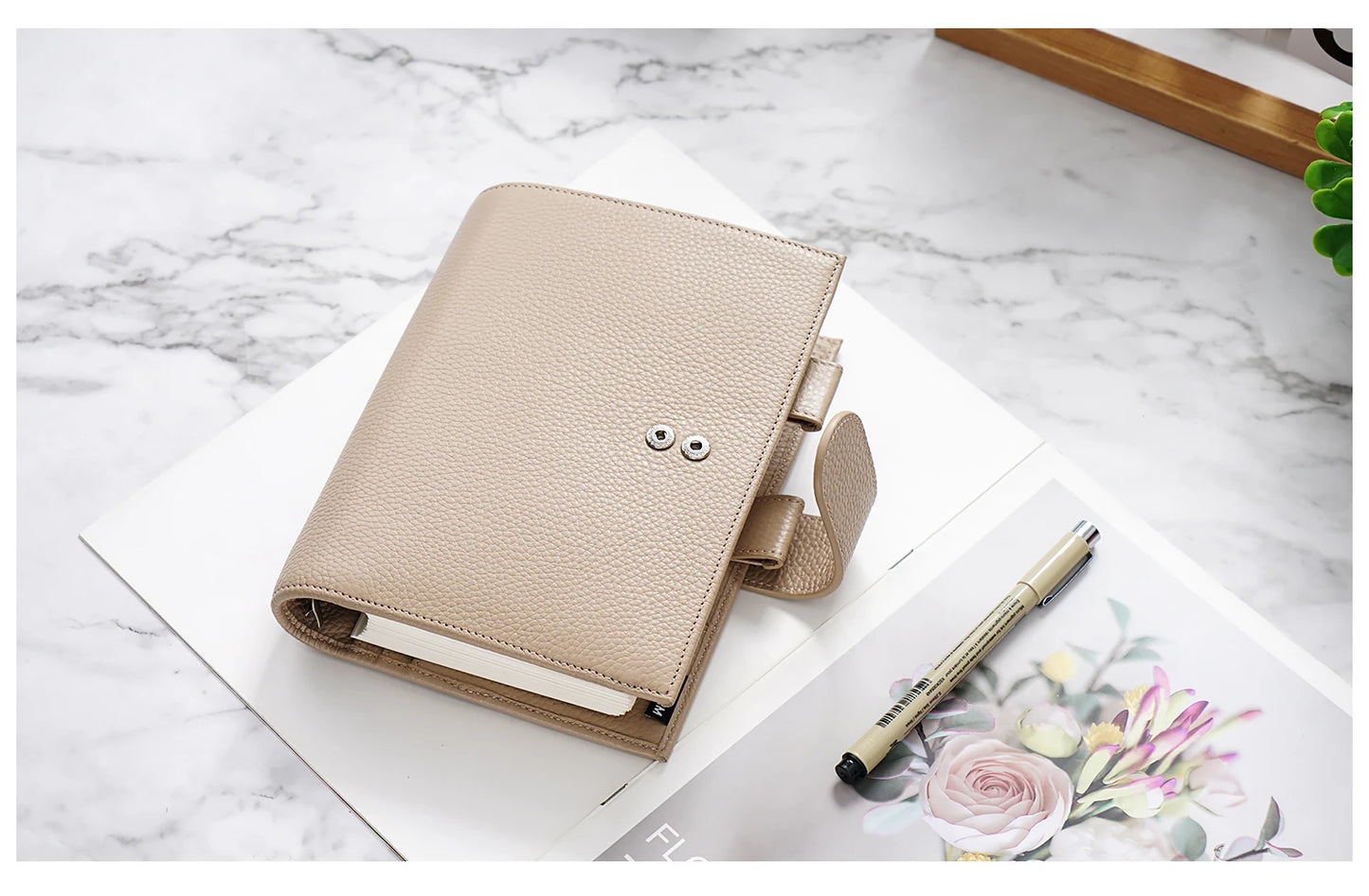 Personal Size Planner – 30mm Rings, Genuine Pebbled Grain Leather