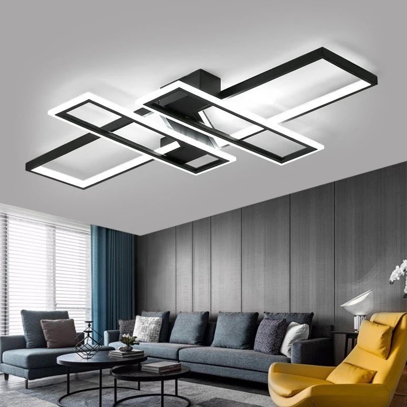 Modern Rectangle LED Ceiling Light – Creative Living Room Fixture