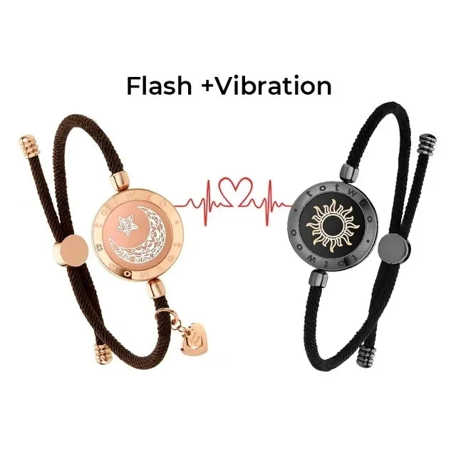 Long Distance Touch Bracelets – Sun & Moon Light-Up Couples Gift