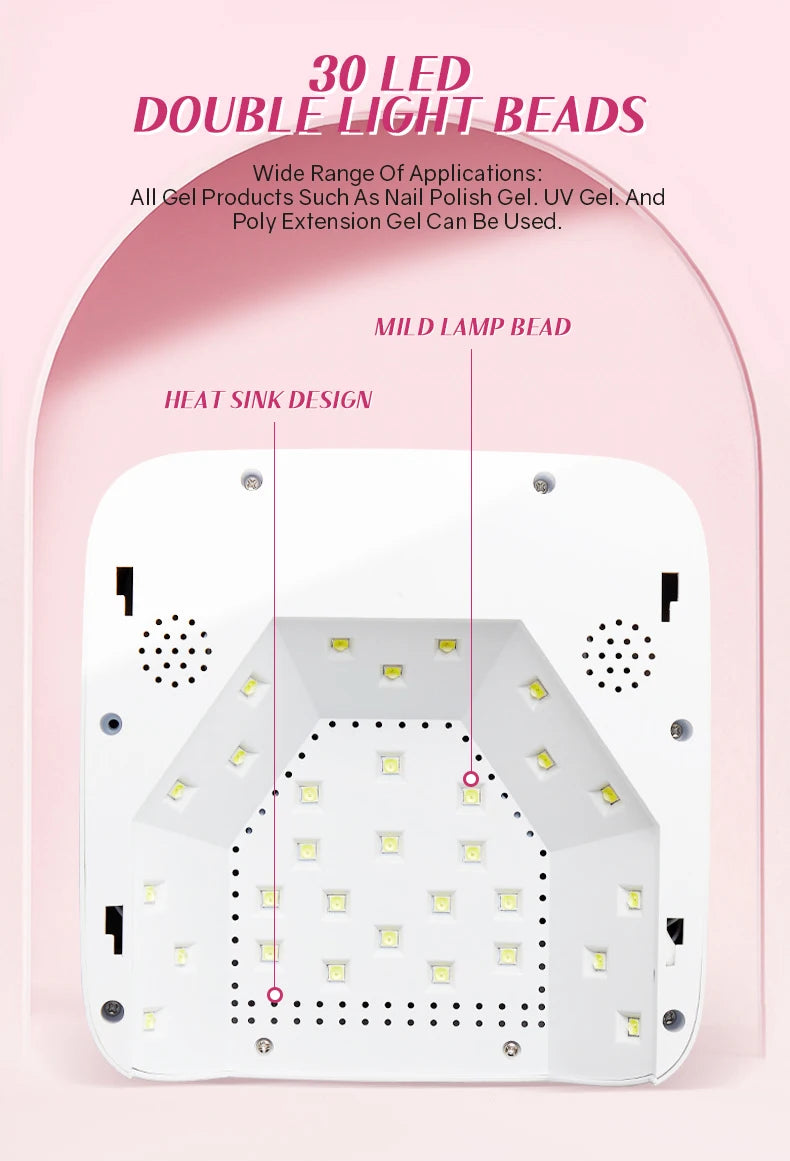 72W Cordless UV Nail Lamp – Rechargeable Dryer with 5 Timers