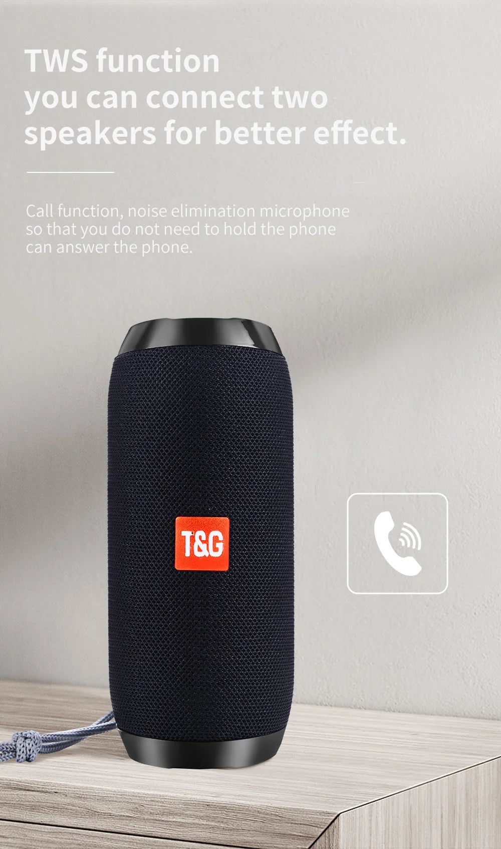 T&G TG117 Bluetooth Speaker Portable Waterproof Outdoor Stereo TWS