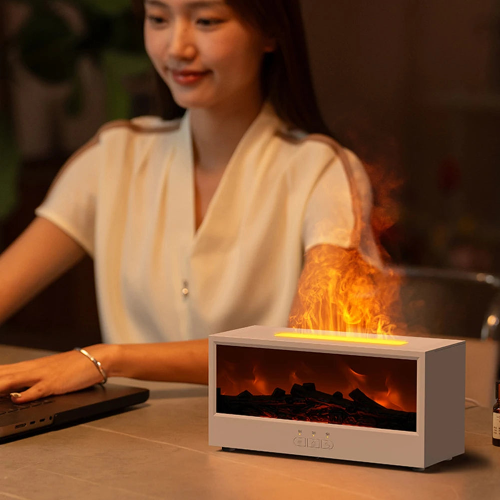 Dynamic Flame Fireplace Air Humidifier & Essential Oil Diffuser