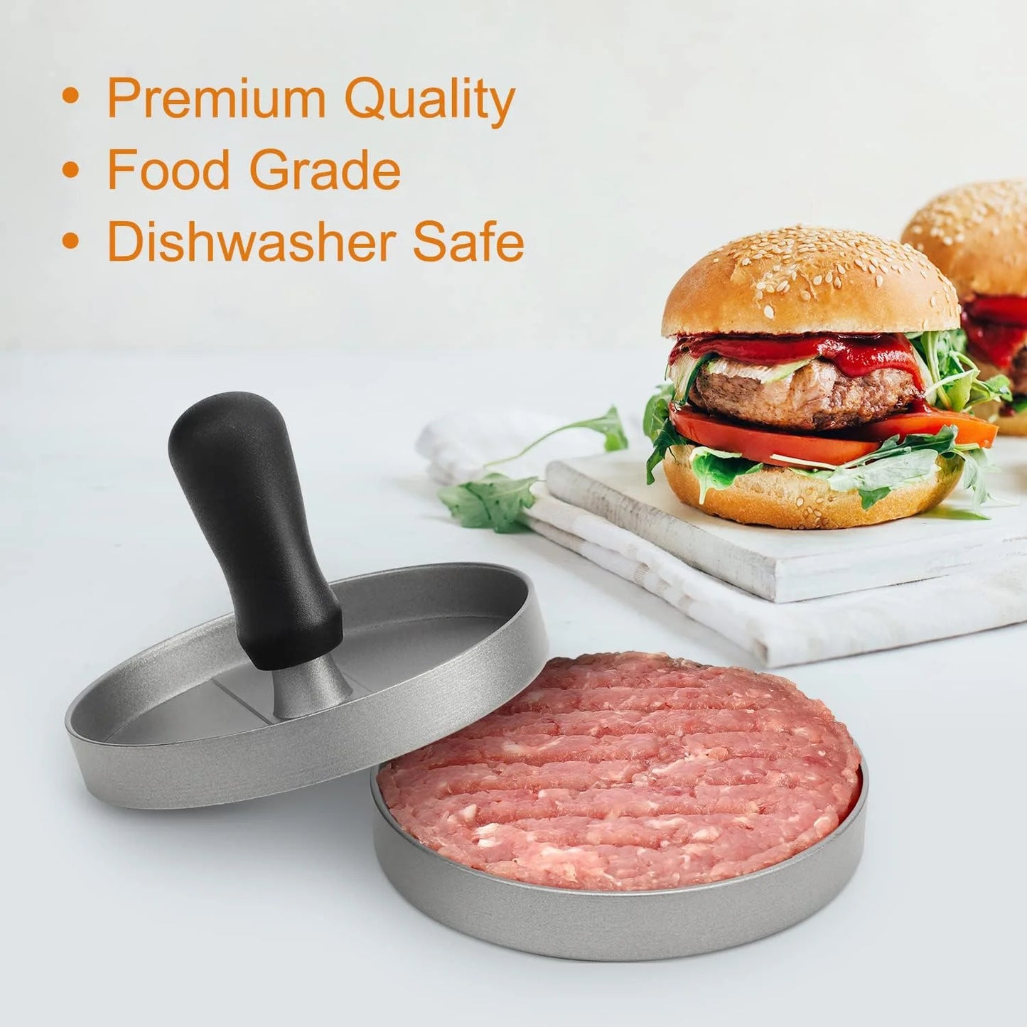 Non-Stick Burger Press with Wax Paper – Aluminum Patty Maker
