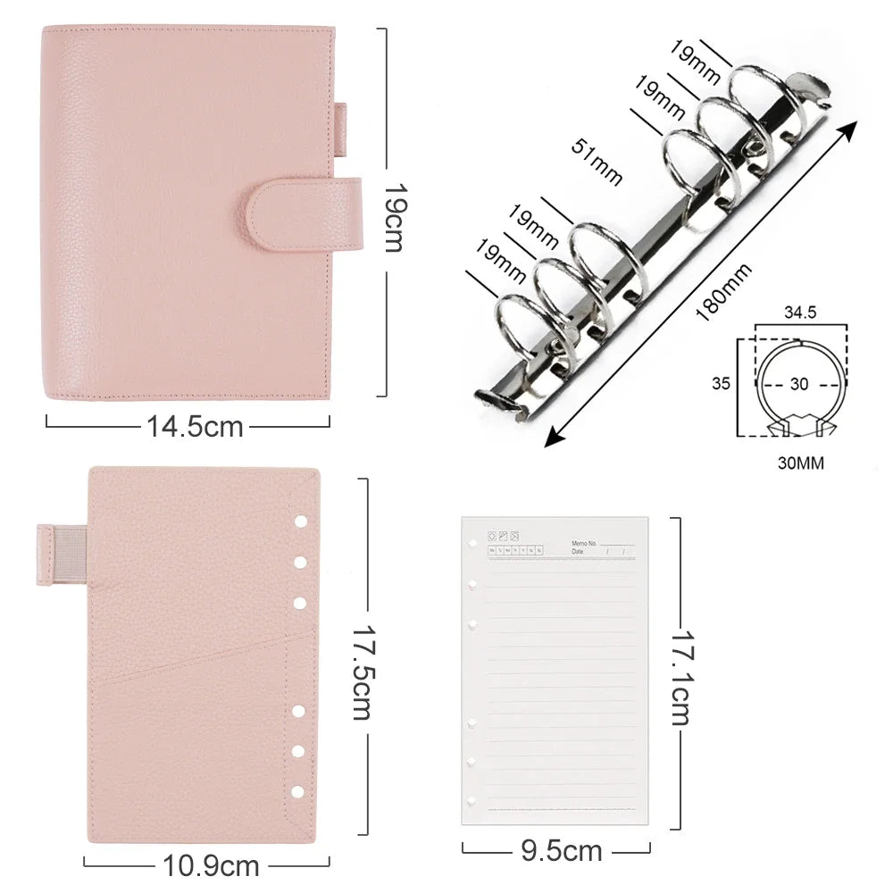Personal Size Planner – 30mm Rings, Genuine Pebbled Grain Leather