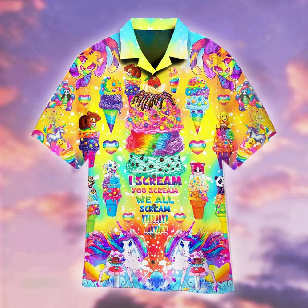 Cartmela Men’s 2024 Ice Cream Print Hawaiian Shirt