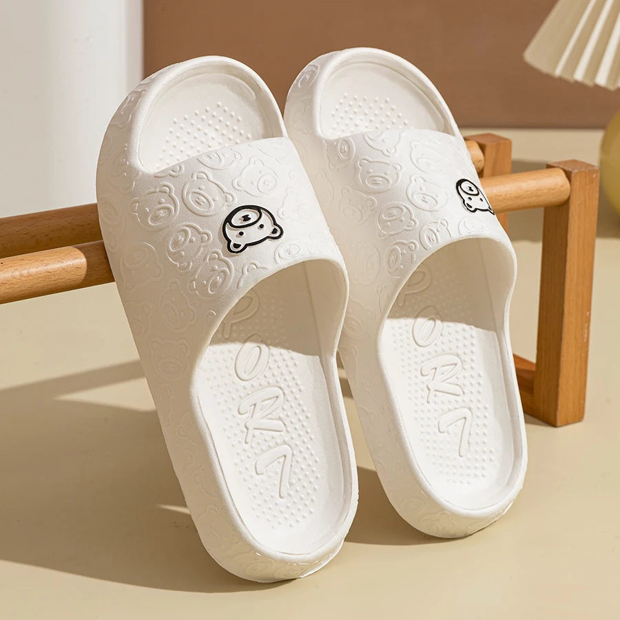 Summer Bear Print Slippers Non-Slip