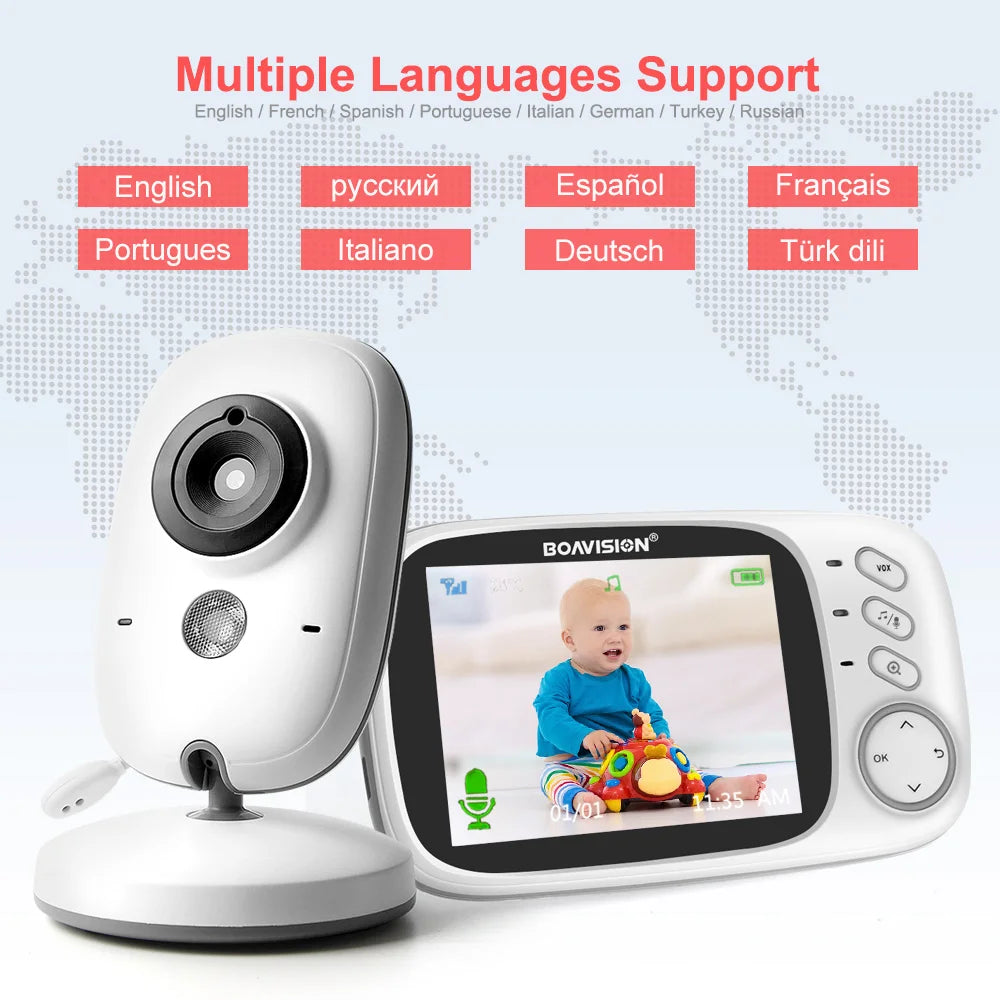Wireless Video Baby Monitor – 3.2" LCD, Night Vision, 2-Way Talk