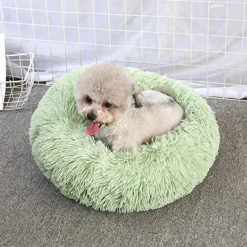 Round Plush Pet Bed – Soft Sleeping Cushion for Cats & Dogs