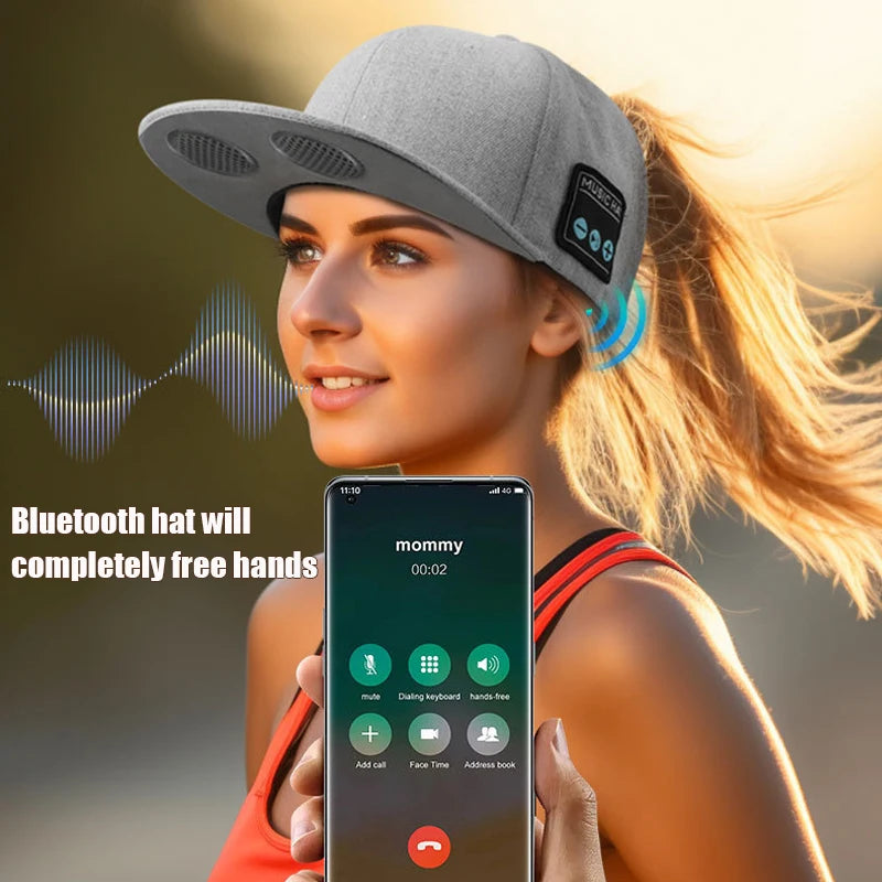 Bluetooth Music Hat with Wireless Headphones & Mic