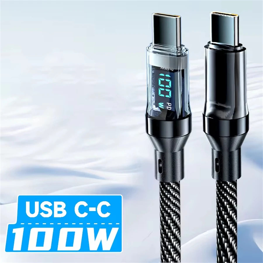 NNBILI 120W Type-C Cable – Fast Charging with LED Display