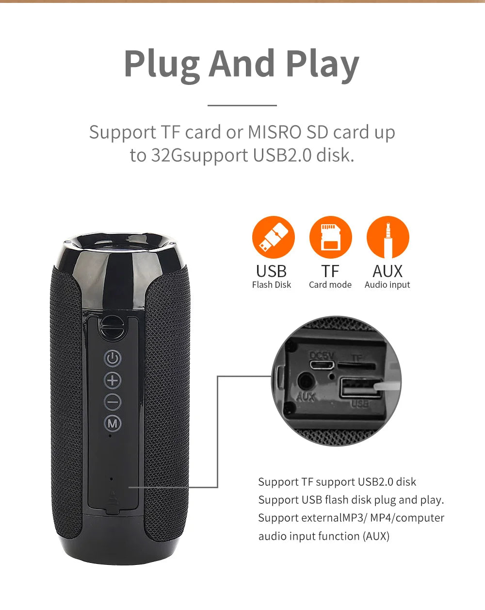 T&G TG117 Bluetooth Speaker Portable Waterproof Outdoor Stereo TWS